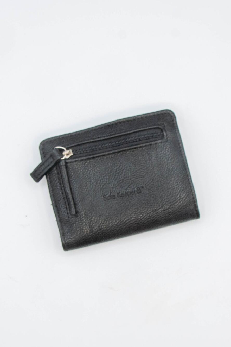 Safe Keeper Black Genuine Leather RFID Blocking Bifold Mini Wallet Coin Purse
